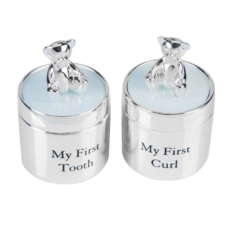 Bambino Silverplated First Tooth & Curl Set Blue at Baby City