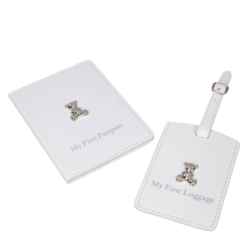 Button Corner My First Passport & Luggage Tag - White at Baby City