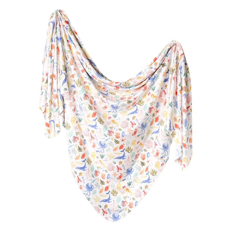 Copper Pearl Knitted Swaddle Blanket Nautical at Baby City