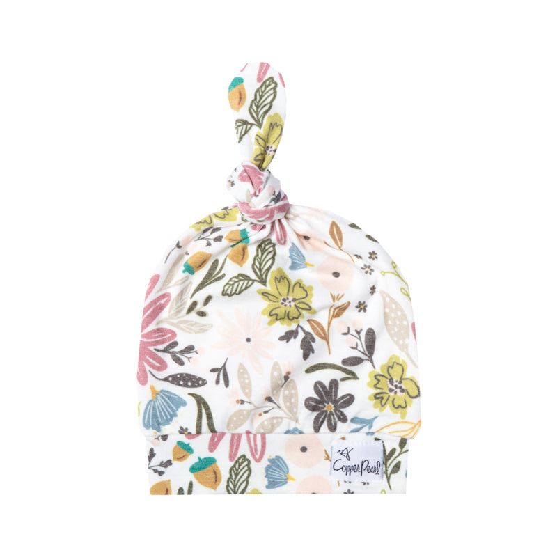 Copper Pearl Top Knot Hat Olive 0-4m at Baby City