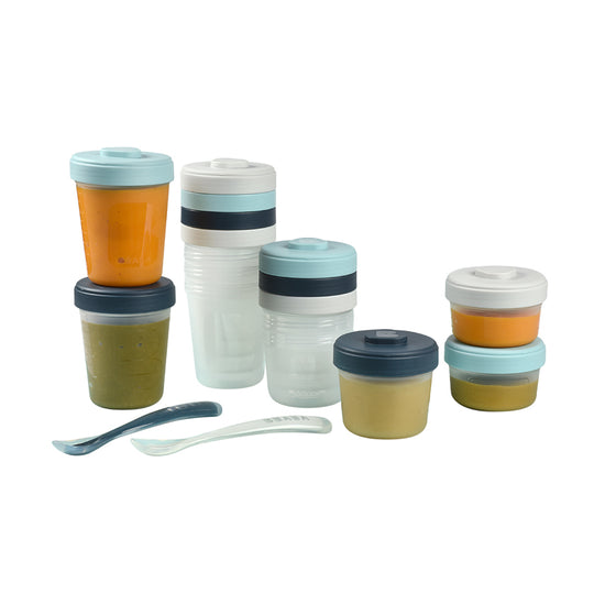 Béaba Baby Food Storage Clip Containers & Spoons Set Storm l To Buy at Baby City