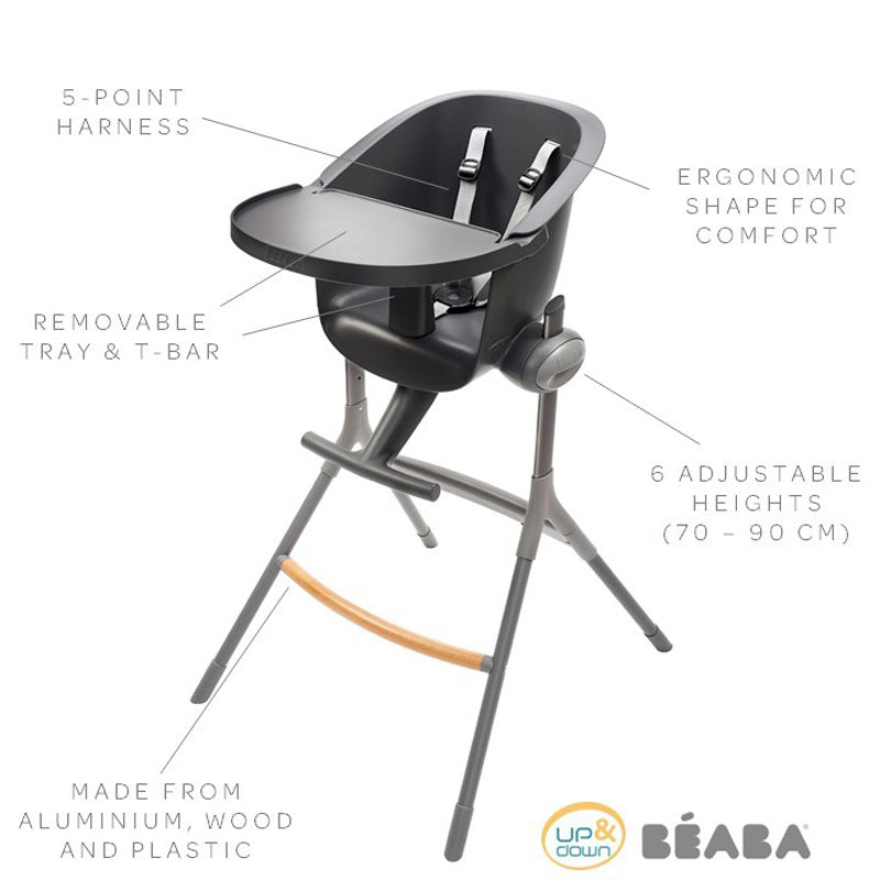 Béaba Up & Down Evolutive Highchair Dark Grey l To Buy at Baby City