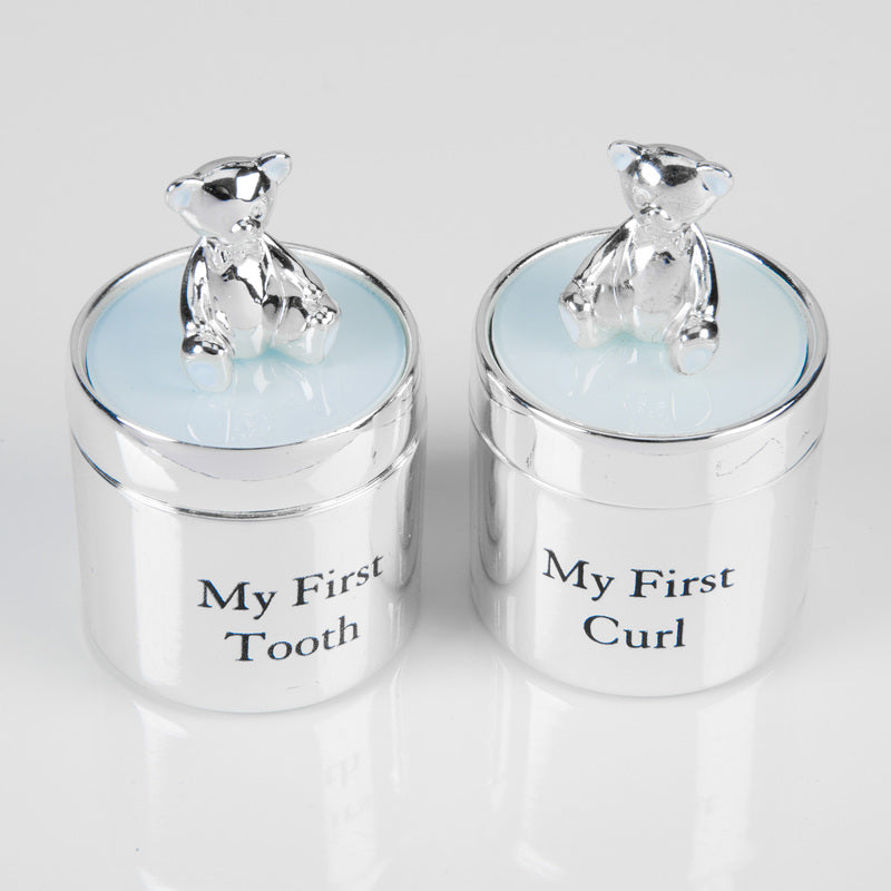 Bambino Silverplated First Tooth & Curl Set Blue l To Buy at Baby City