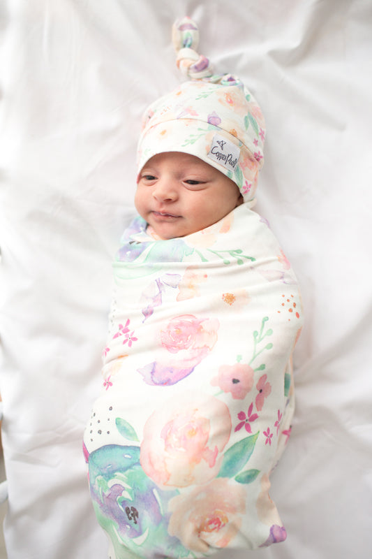 Copper Pearl Knitted Swaddle Blanket Bloom l Baby City UK Stockist