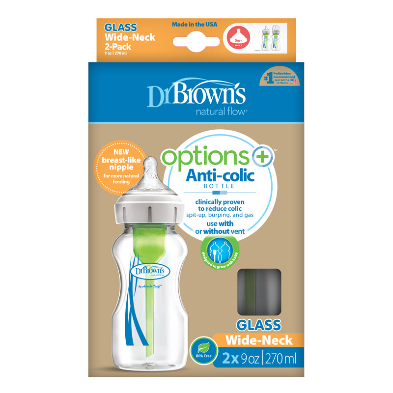 Dr. Brown's Options+ Glass Bottle 270ml 2pk l To Buy at Baby City