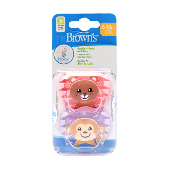 Load image into Gallery viewer, Dr Brown&amp;#39;s Prevent Soother Girl 6-18m 2Pk l To Buy at Baby City
