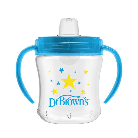 Dr Brown's Soft-Spout Transition Cup Blue Deco 180ml l To Buy at Baby City