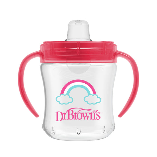 Dr Brown's Soft-Spout Transition Cup Pink Deco 180ml l To Buy at Baby City