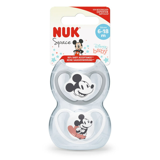 NUK Disney Space Soothers 6-18m Grey 2Pk l To Buy at Baby City