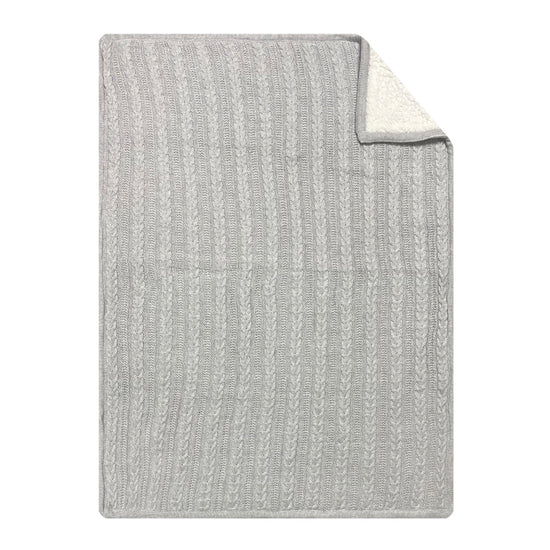 Silvercloud Cable Knit Blanket with Sherpa Reverse Grey l To Buy at Baby City