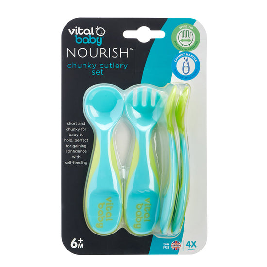 Load image into Gallery viewer, Vital Baby NOURISH Chunky Cutlery Set Pop 4Pk l To Buy at Baby City
