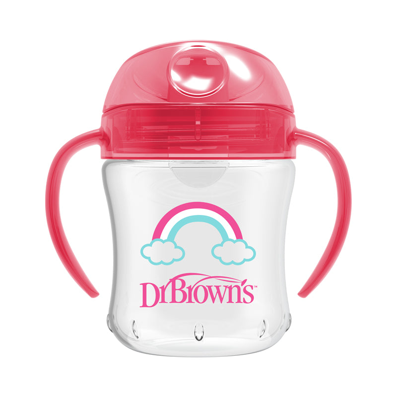 Load image into Gallery viewer, Dr Brown&amp;#39;s Soft-Spout Transition Cup Pink Deco 180ml at Baby City
