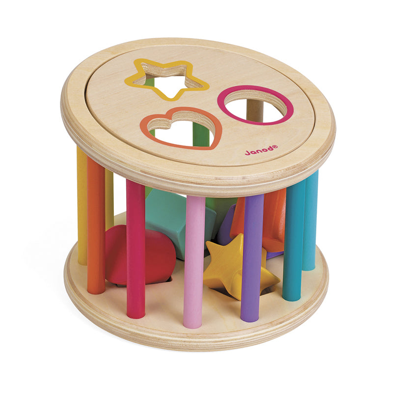 Janod I Wood Shape Sorter Drum at Baby City