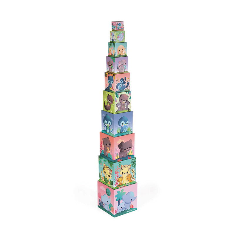 Janod Square Stacking Pyramid Ultra Cute Animals at Baby City