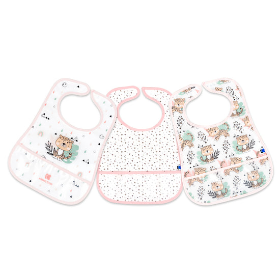 Kikka Boo Eva Terry Bib With Catcher Savanna Pink 3Pk at Baby City