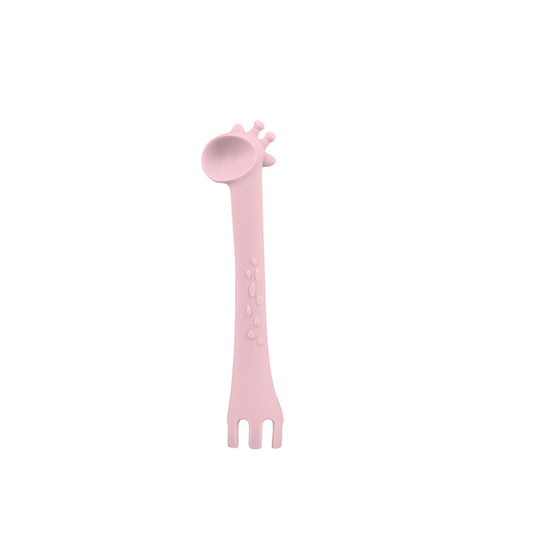 Kikka Boo Silicone Spoon With Fork Giraffe Pink at Baby City