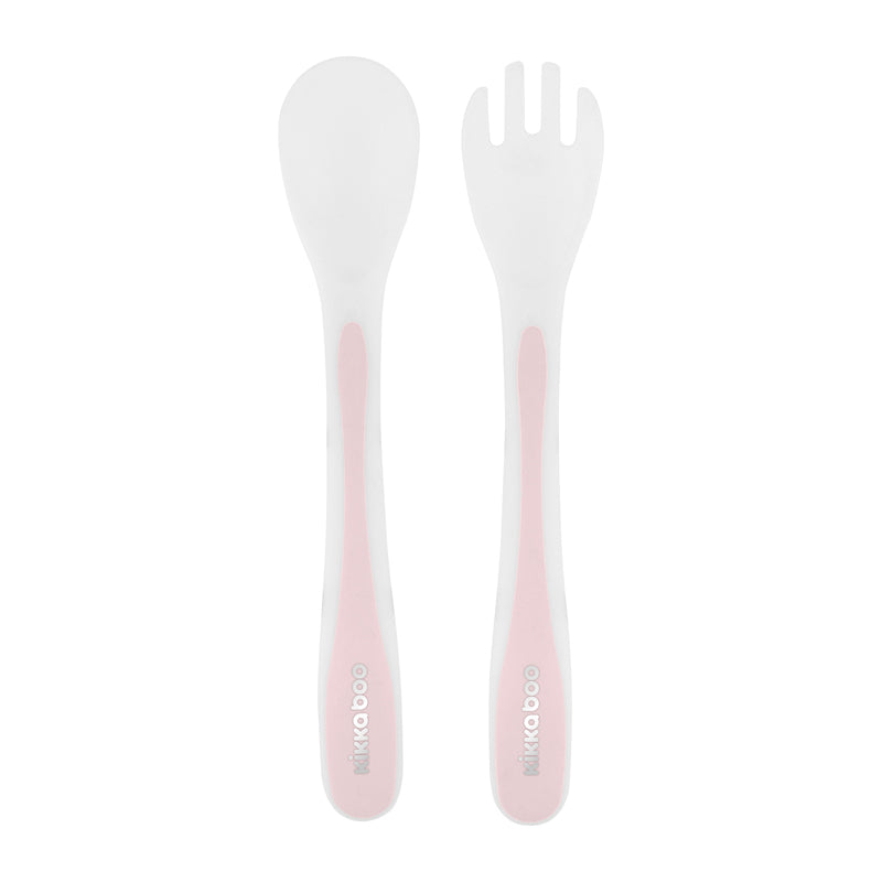 Kikka Boo Spoon and Fork Set Pink at Baby City