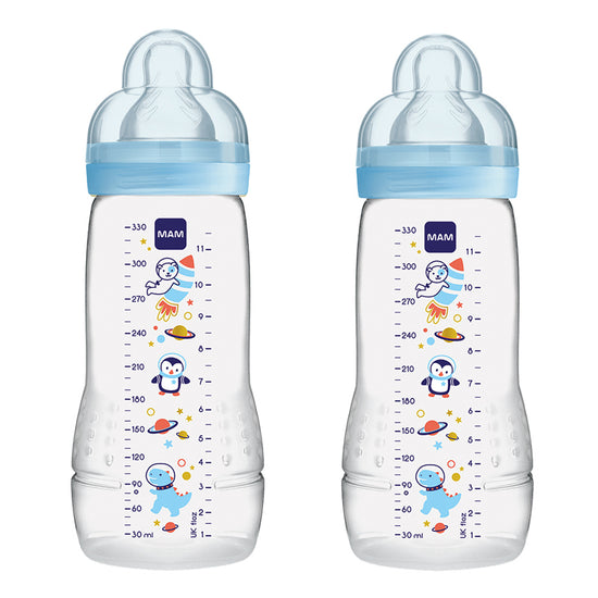 MAM Easy Active Bottle 330ml Blue 2Pk at Baby City