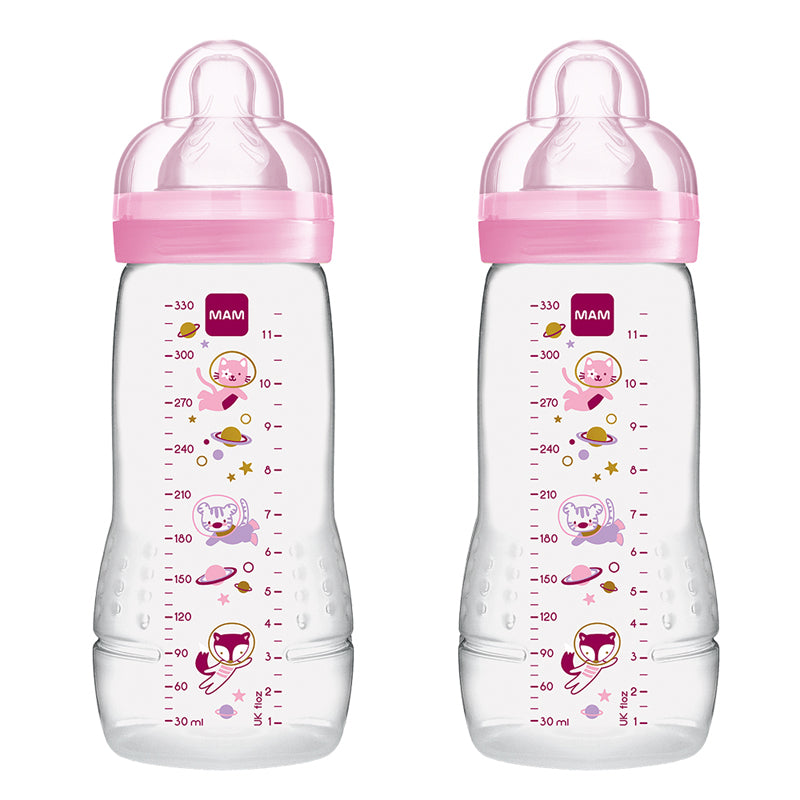MAM Easy Active Bottle 330ml Pink 2Pk l Baby City UK