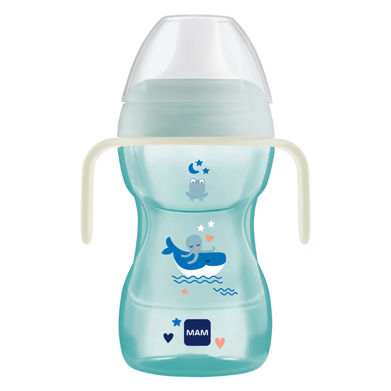 MAM Fun To Drink Cup & Glow with Handles Blue 270ml at Baby City