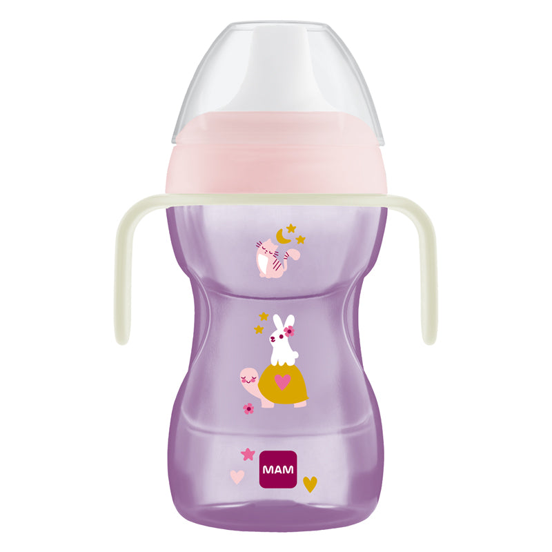 MAM Fun To Drink Cup & Glow with Handles Pink 270ml at Baby City