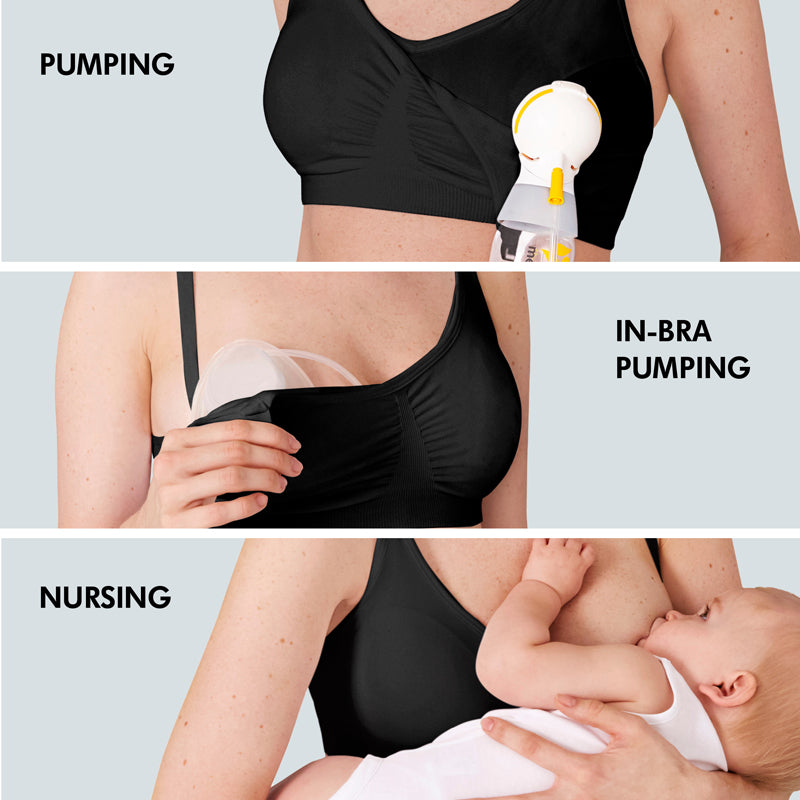 Medela 3 in 1 Nursing & Pumping Bra Black Large at Baby City