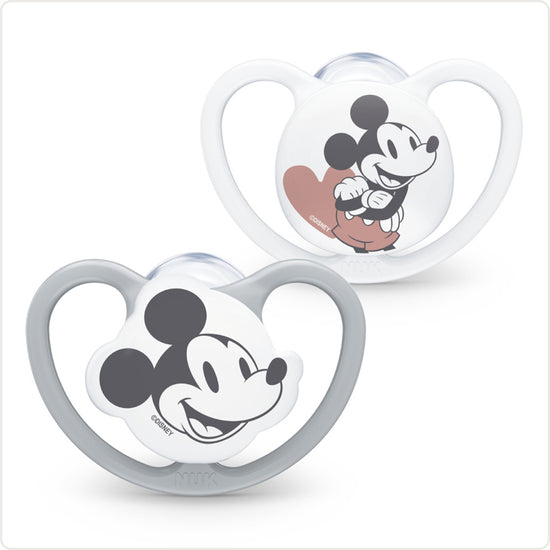 Load image into Gallery viewer, NUK Disney Space Soothers 0-6m Grey 2Pk at Baby City
