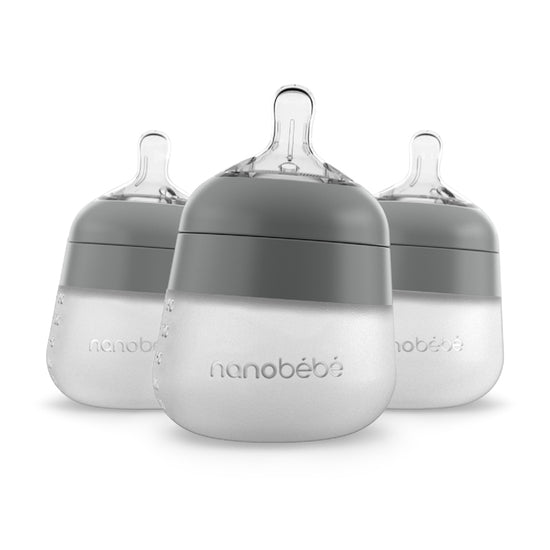 Nanobébé Flexy Silicone Bottles Grey 150ml 3Pk at Baby City
