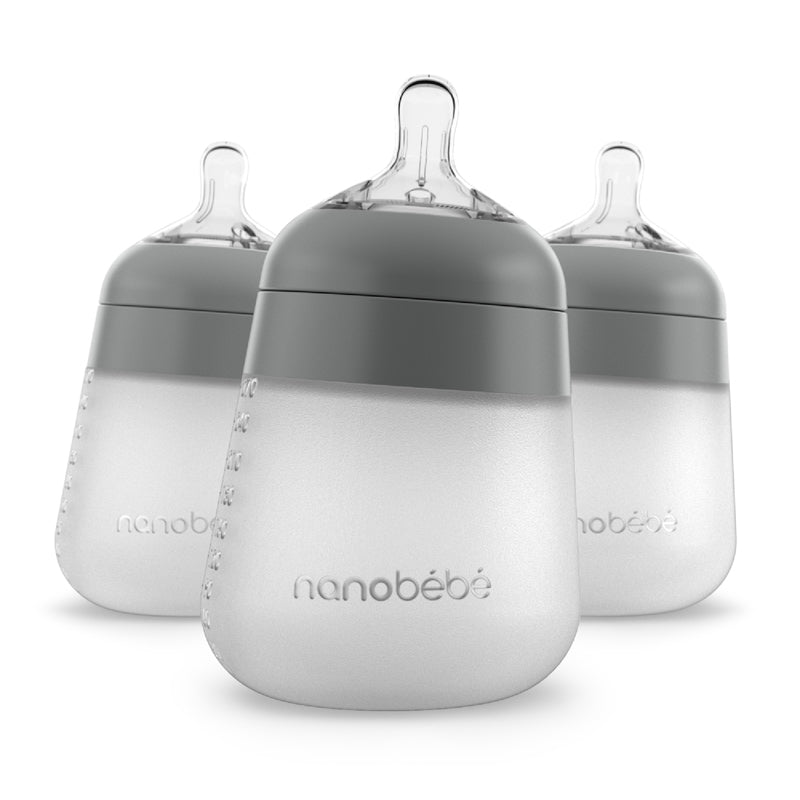 Nanobébé Flexy Silicone Bottles Grey 270ml 3Pk at Baby City
