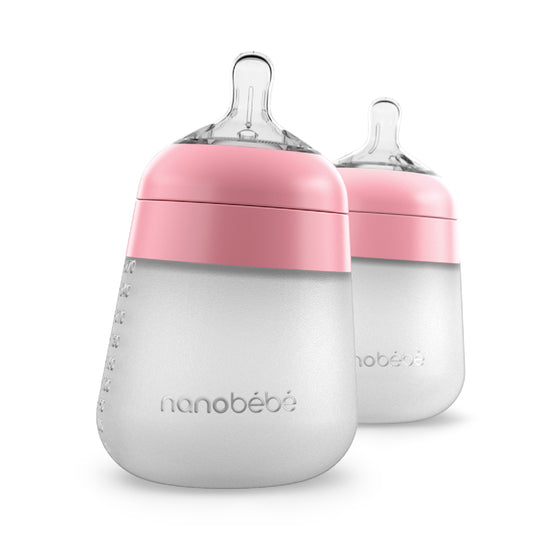 Nanobébé Flexy Silicone Bottles Pink 270ml 2Pk at Baby City