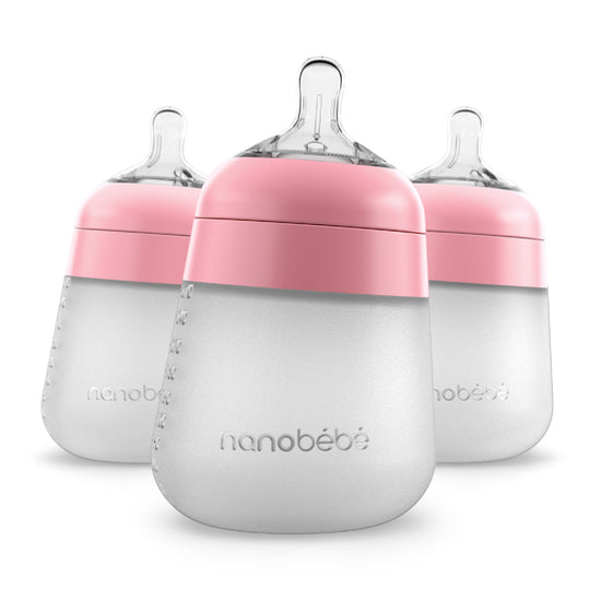 Nanobébé Flexy Silicone Bottles Pink 270ml 3Pk at Baby City