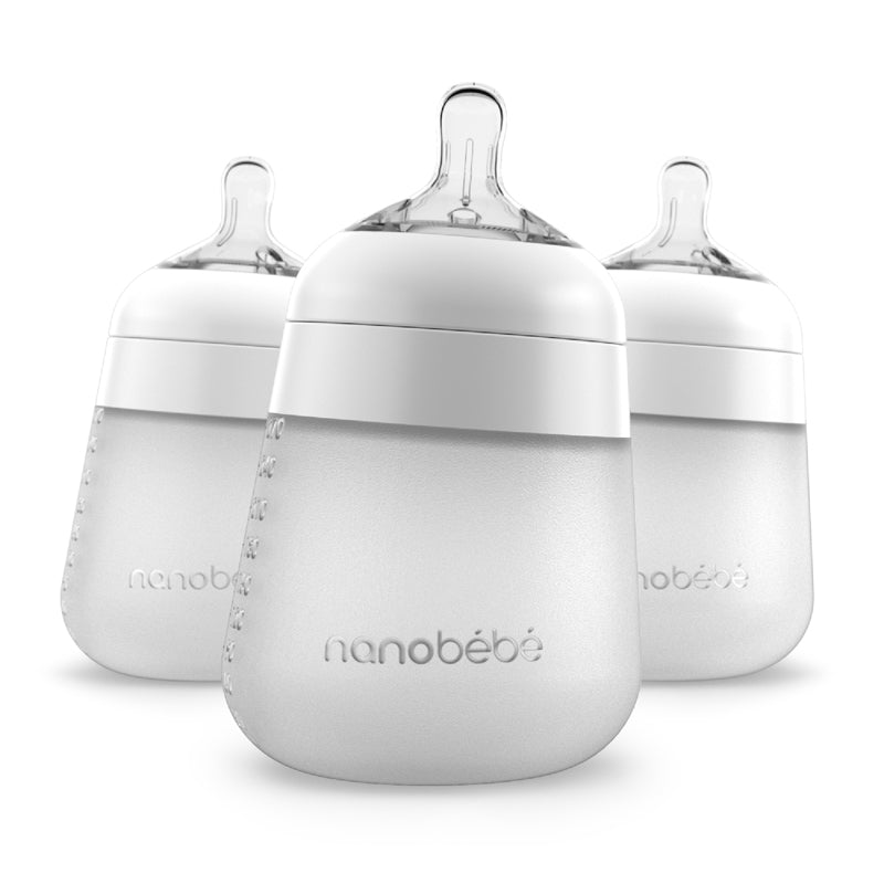 Load image into Gallery viewer, Nanobébé Flexy Silicone Bottles White 270ml 3Pk at Baby City
