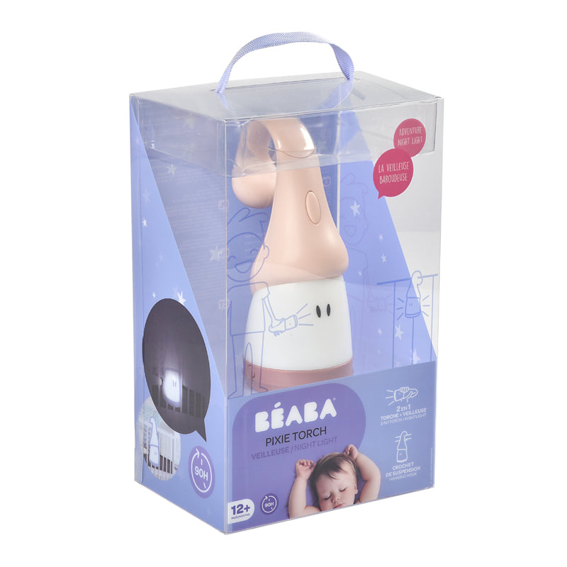 Baby City Retailer of Béaba Pixie Torch 2-in-1 Portable Night Light - Chalk Pink
