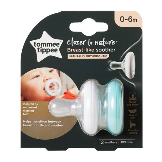 Baby City Retailer of Tommee Tippee Closer to Nature Breast Like Soothers 0-6m 2Pk