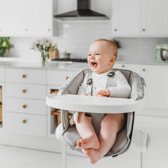 Baby City Stockist of Béaba Up & Down Evolutive Highchair White/Grey