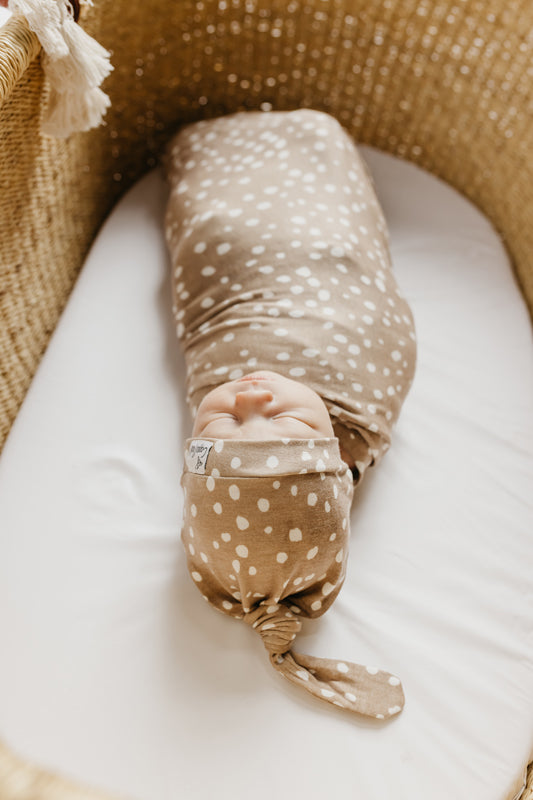 Copper Pearl Knitted Swaddle Blanket Fawn at Baby City's Shop