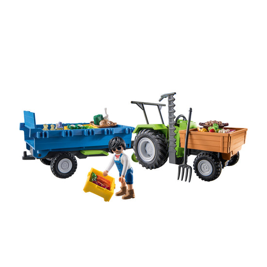 Playmobil Country Tractor with Harvesting Trailer at Baby City