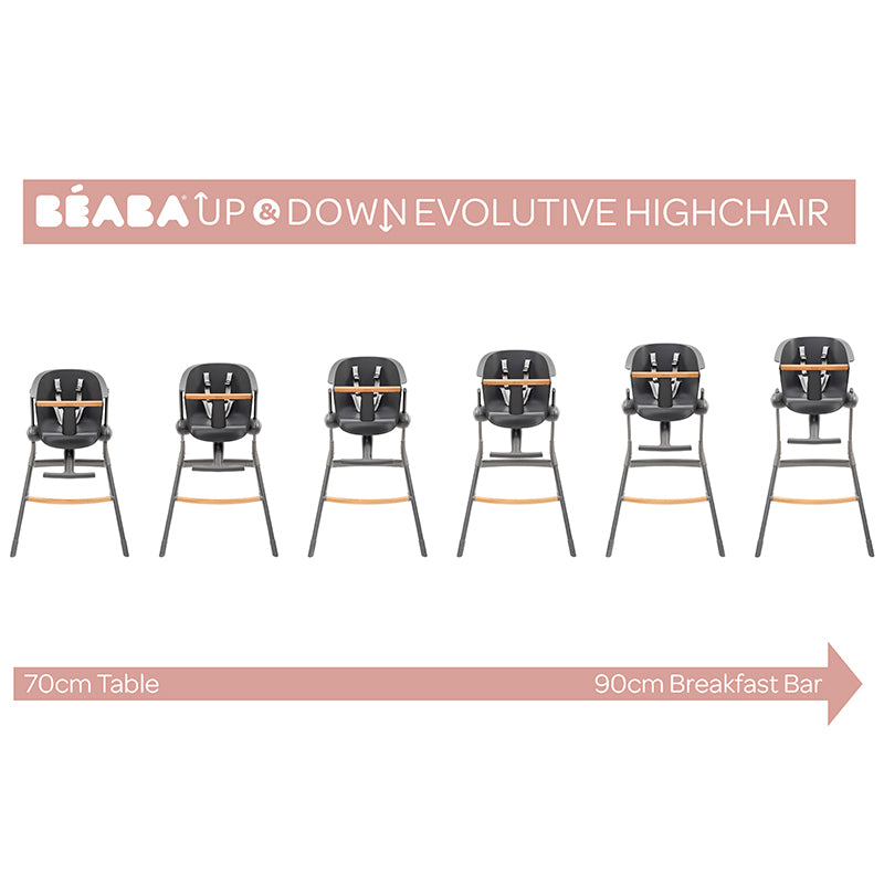 Béaba Up & Down Evolutive Highchair Dark Grey l Baby City UK Retailer