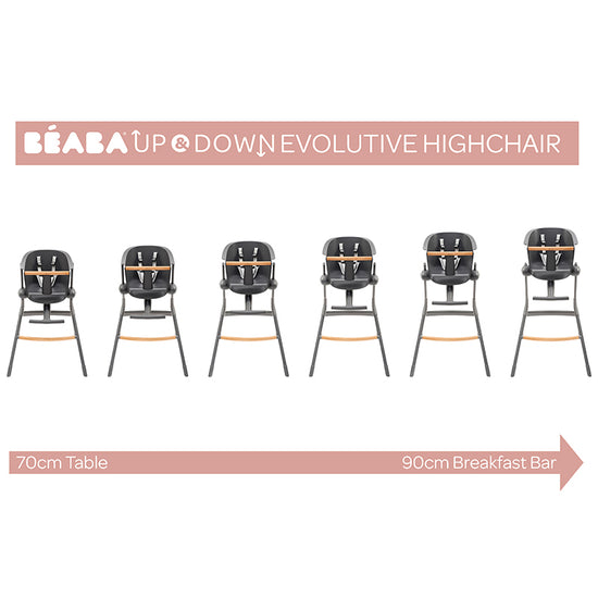 Béaba Up & Down Evolutive Highchair Dark Grey l Baby City UK Retailer