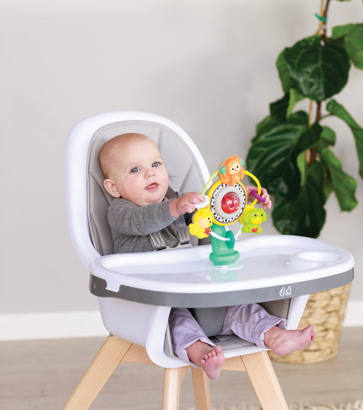 Baby Suction Cup High Chair Toys – Silicone & Wooden Ring Activity Toy, BPA-Free For Infants 0-18 Months (Green)