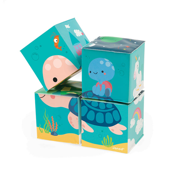 Load image into Gallery viewer, Janod Bath Cubes 4Pk at The Baby City Store
