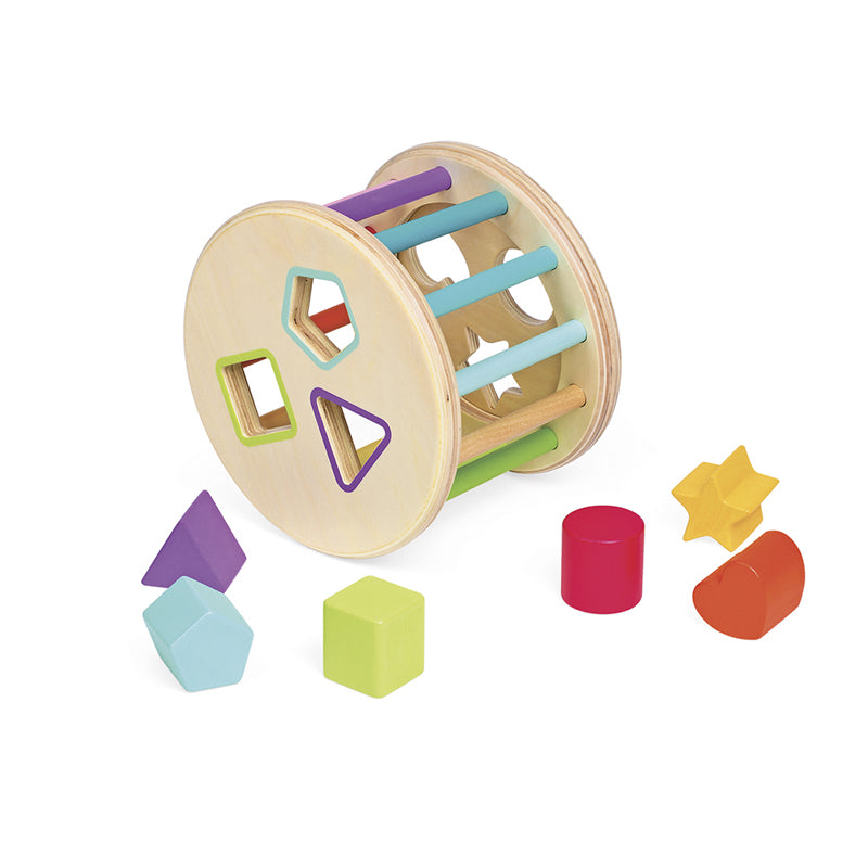 Janod I Wood Shape Sorter Drum l Baby City UK Retailer