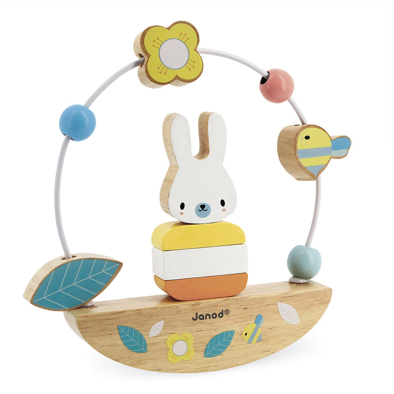 Janod Pure Bead Maze And Rocking Rabbit l Baby City UK Retailer