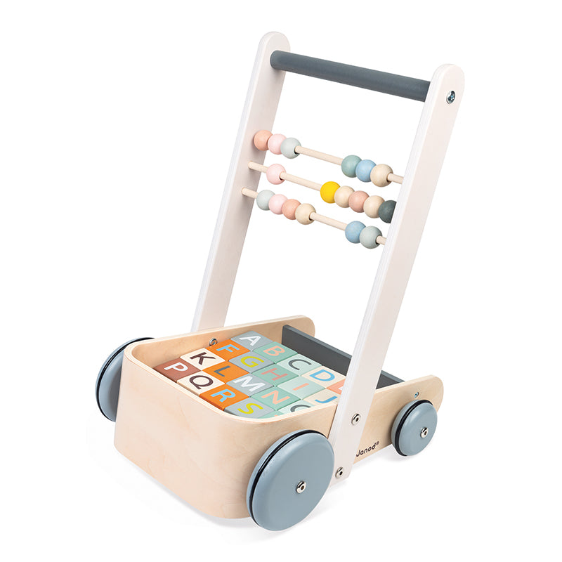 Janod Sweet Cocoon Cart with ABC blocks l Baby City UK Stockist