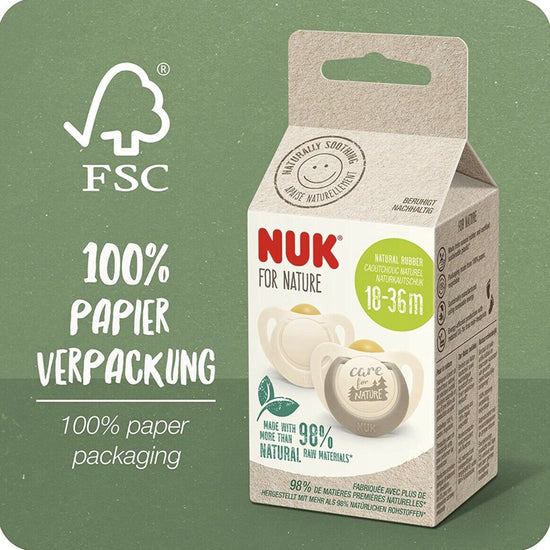 NUK For Nature Latex Soother 18-36m Grey 2Pk l Available at Baby City