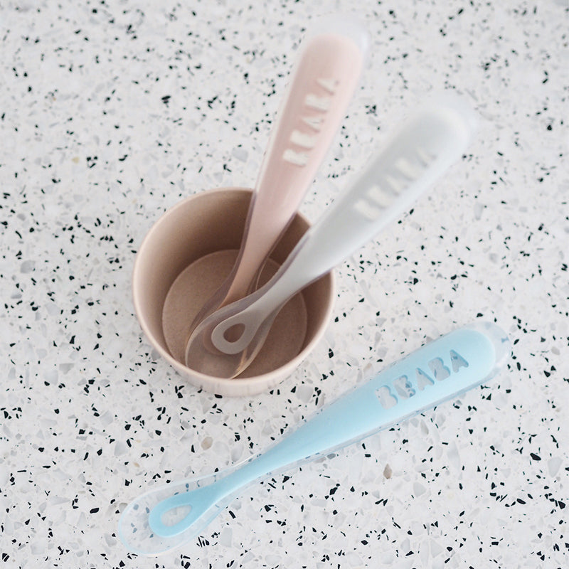Béaba Ergonomic Silicone Spoons 4Pk Eucalyptus at The Baby City Store