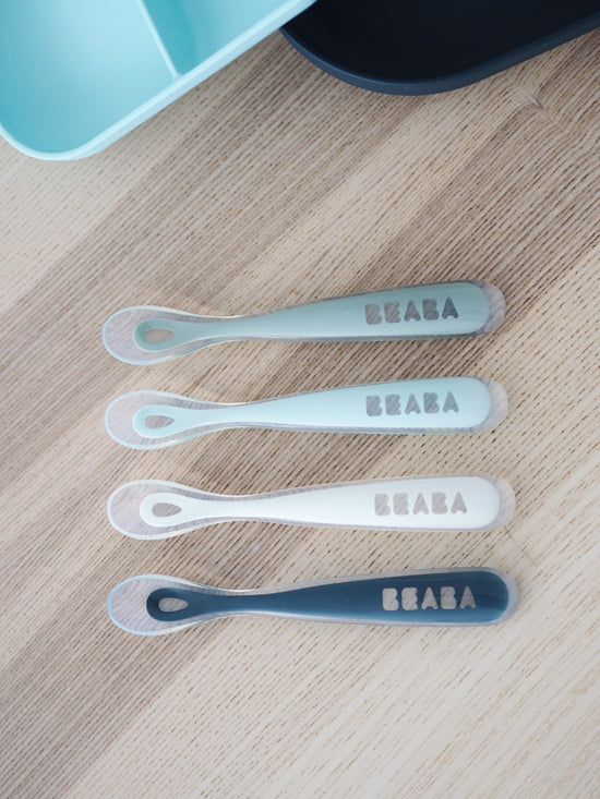 Béaba Ergonomic Silicone Spoons 4Pk Storm at The Baby City Store