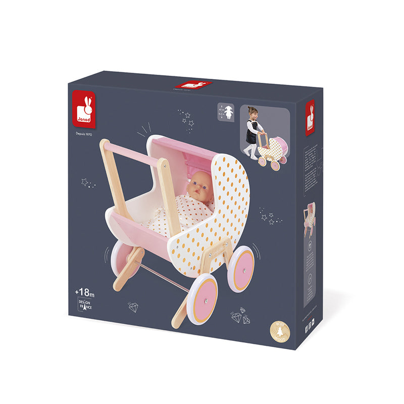 Janod Candy Chic Doll's Pram at The Baby City Store