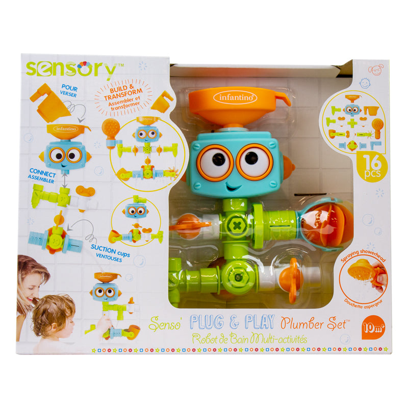 Baby City Retailer of Infantino Sensory Plug & Play Plumber Set