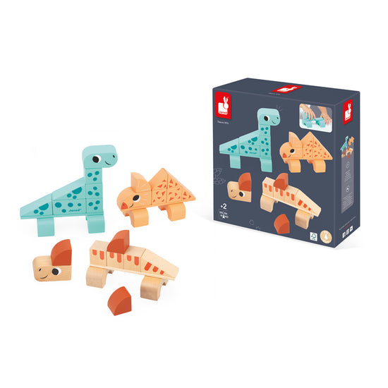 Load image into Gallery viewer, Baby City Stockist of Janod Dino Cubikosaurus Dinosaurs To Build 3Pk

